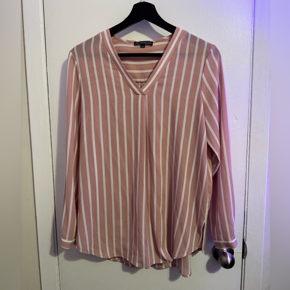 Adrianna Papell LS Blouse (pink/white)